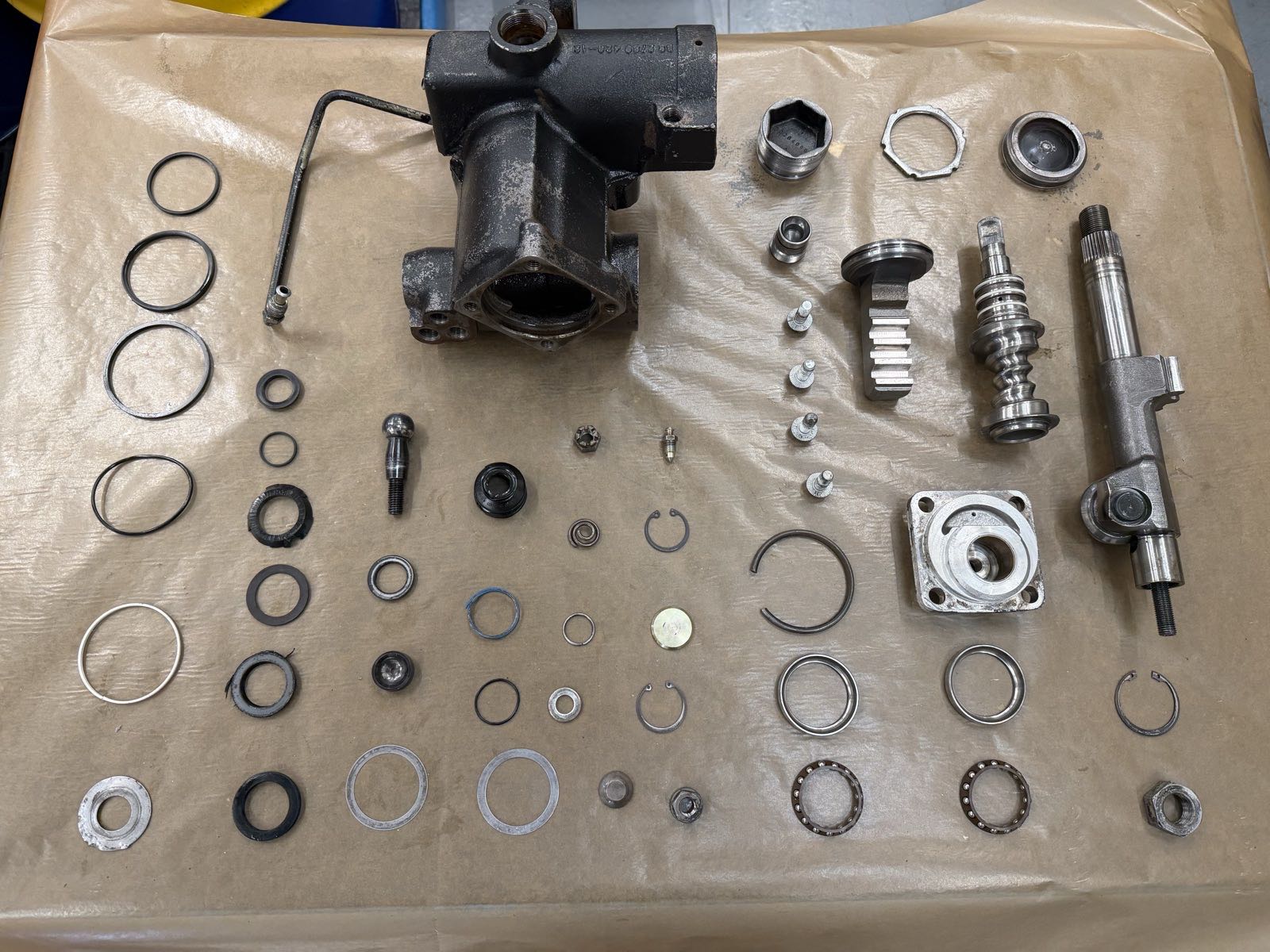 Adwest steering box internal components arranged for assessment