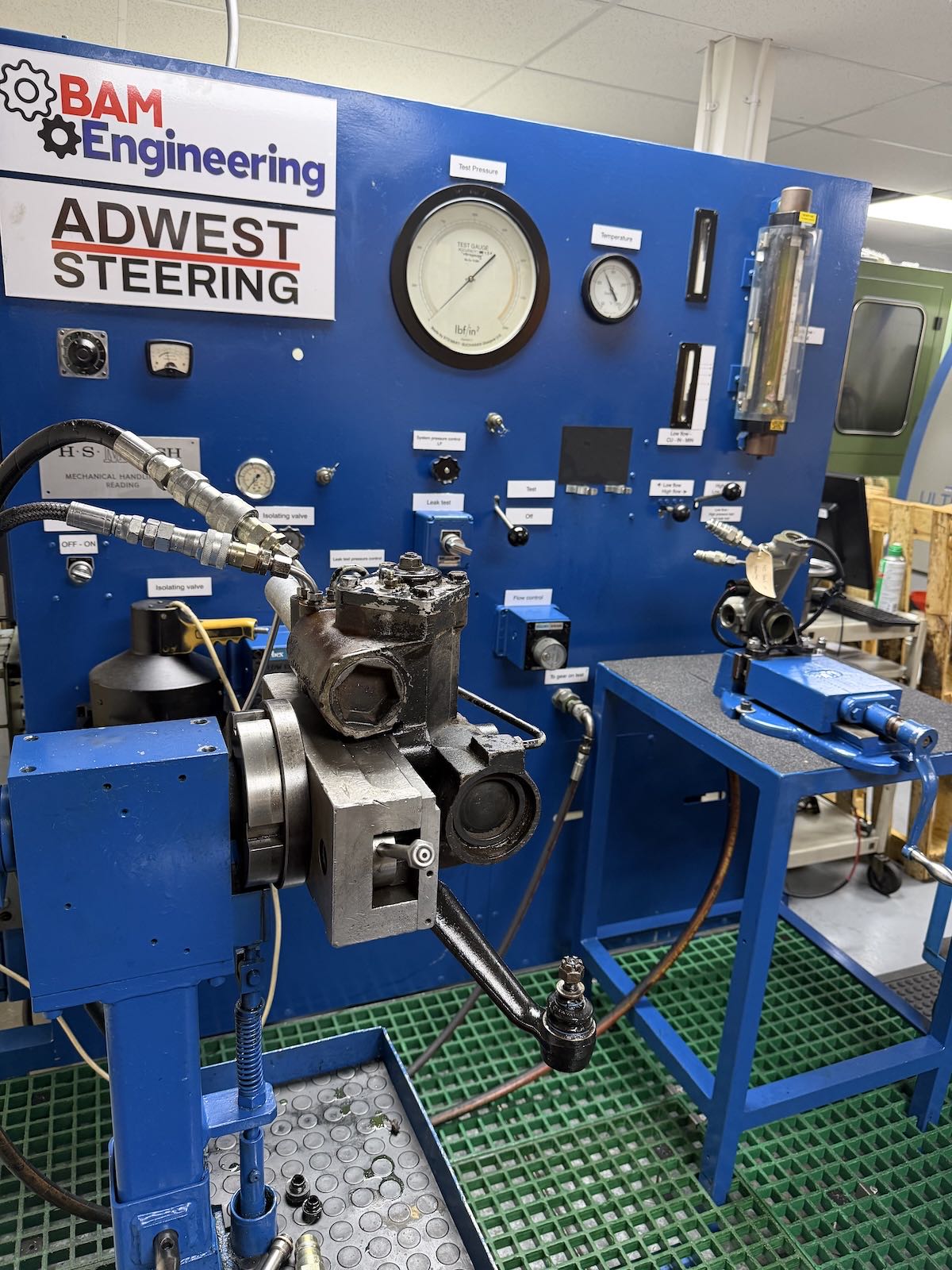1988 Adwest steering box mounted on the BAM Engineering Adwest Steering test rig